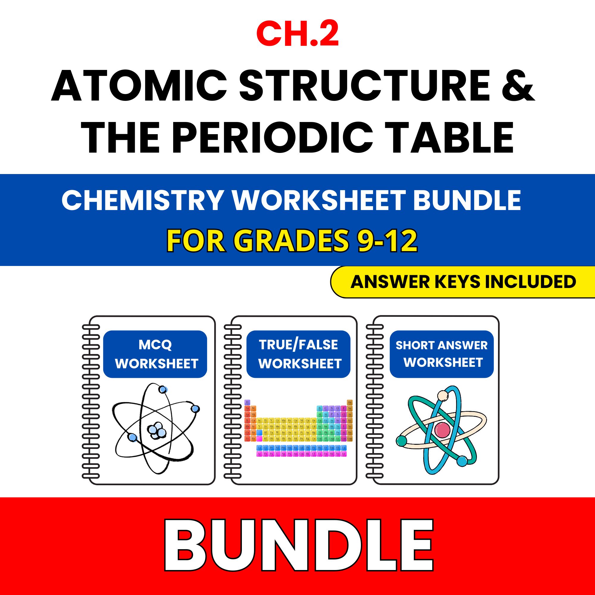 VA SOL Chemistry | Atomic Structure | 45 Worksheets BUNDLE | Grade 9-12