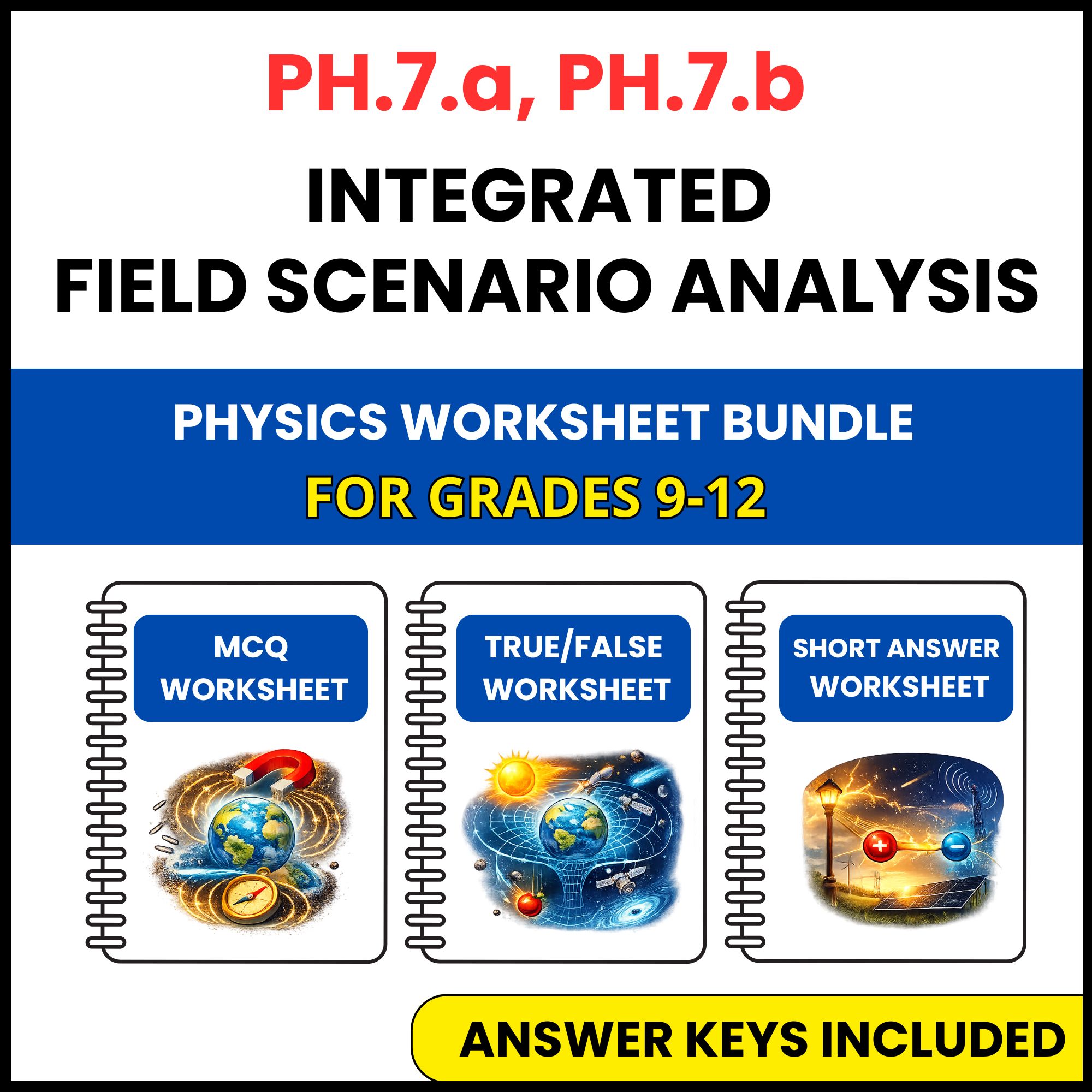 VA SOL Physics | Integrated Field Scenario Analysis | 3 Worksheets | Grade 9-12