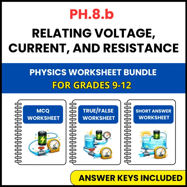 VA SOL Physics | Relating Voltage, Current | 3 Worksheets | Grade 9-12 — preview page 1