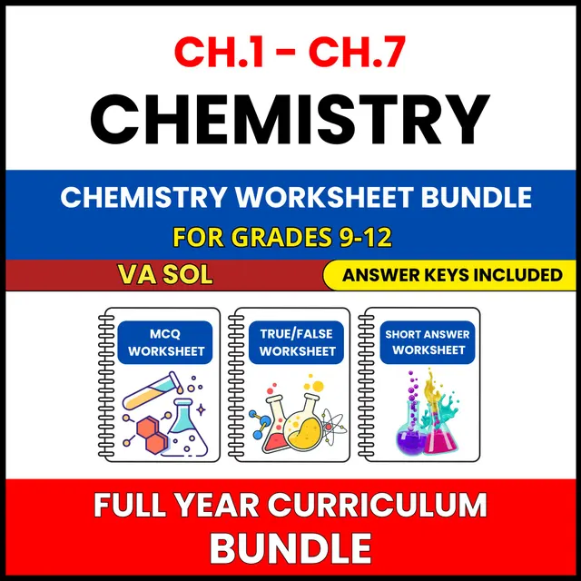 VA SOL Chemistry | Full Year Curriculum | 405 Worksheets BUNDLE | Grade 9-12