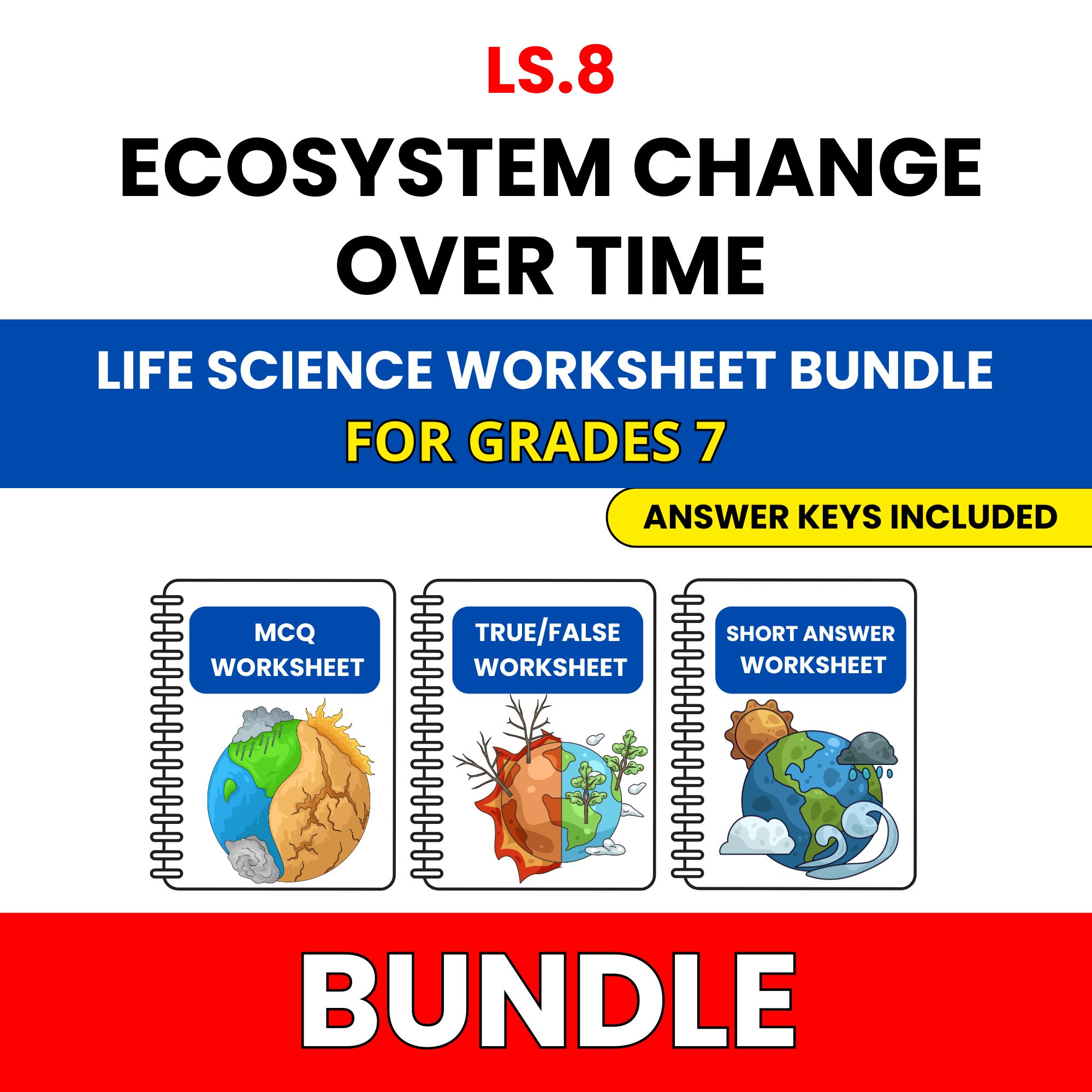 VA SOL Life Science | Ecosystem Change Over | 45 Worksheets BUNDLE | Grade 7