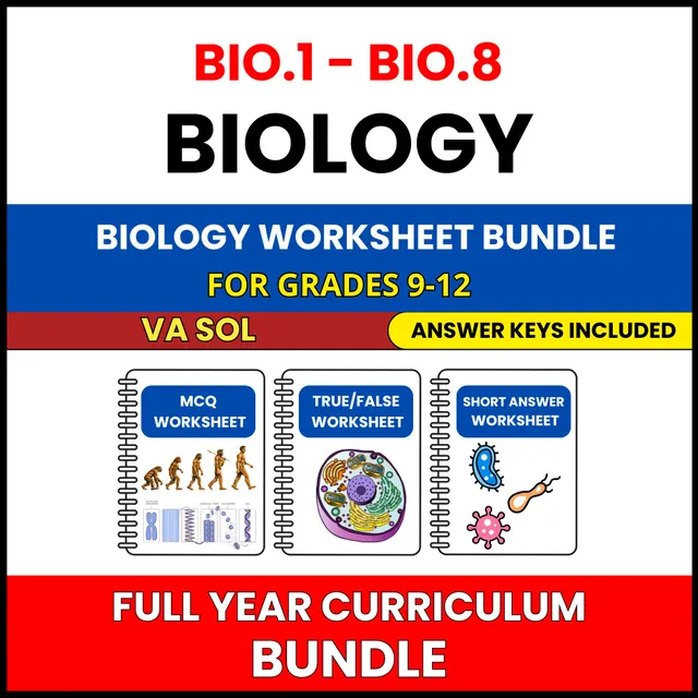 VA SOL Biology | Full Year Curriculum | 360 Worksheets BUNDLE | Grade 9-12