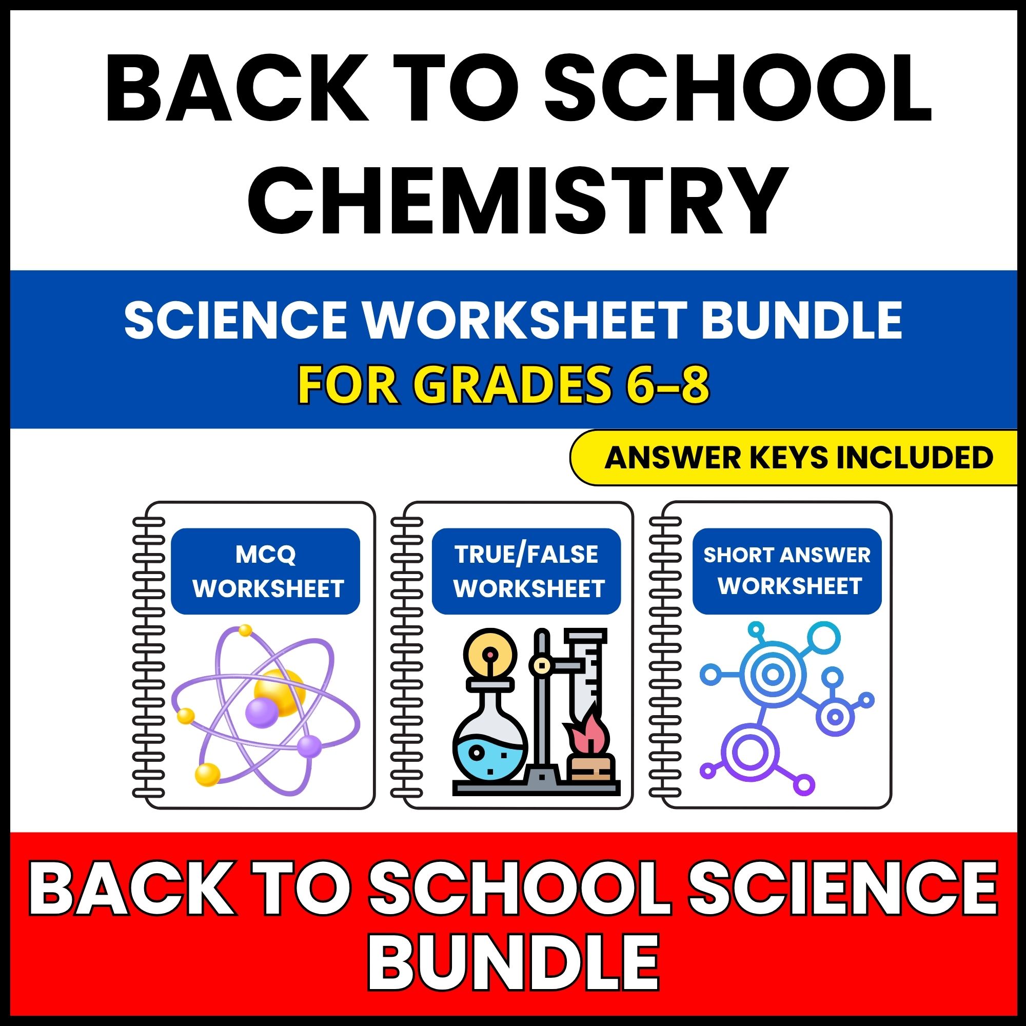 Back to School | Chemistry Foundations Bundle | 30 Worksheets BUNDLE | Grade 6-8