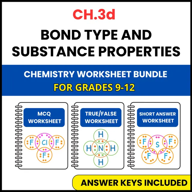 VA SOL Chemistry | Bond Type and Substance | 3 Worksheets | Grade 9-12 — preview page 1