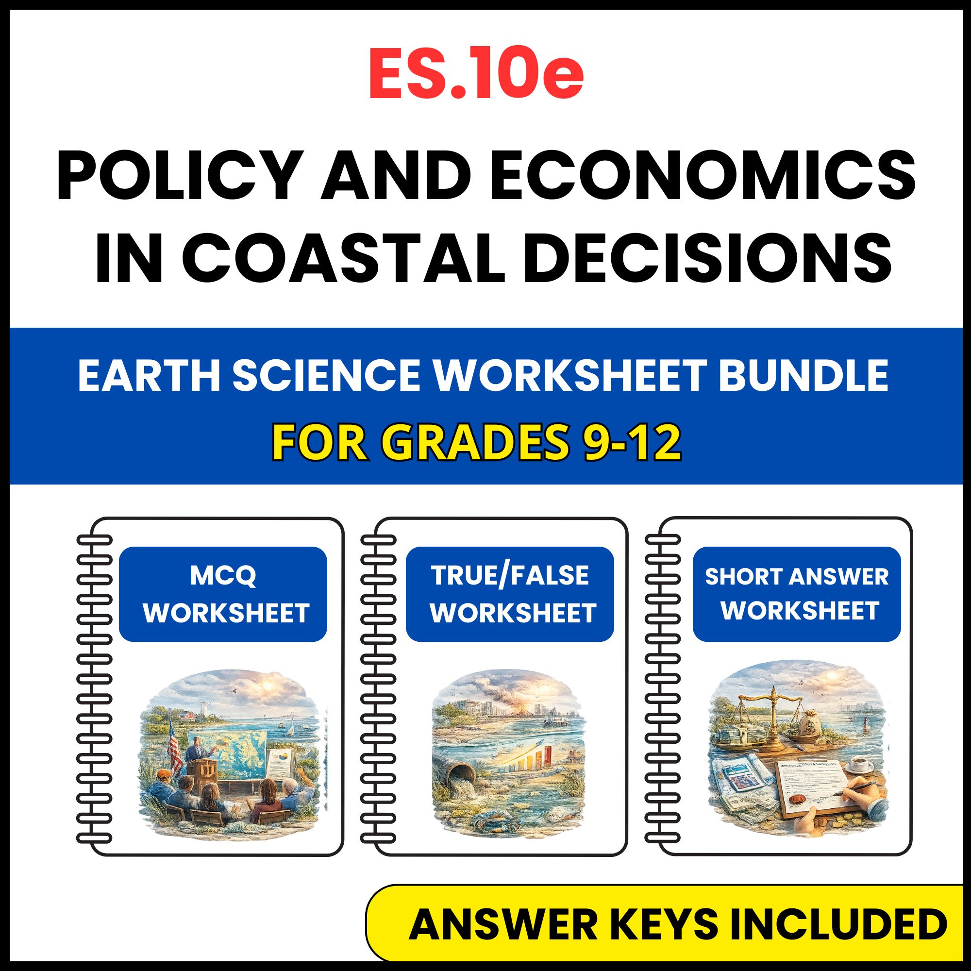 VA SOL Earth Science | Policy and Economics | 3 Worksheets | Grade 9-12
