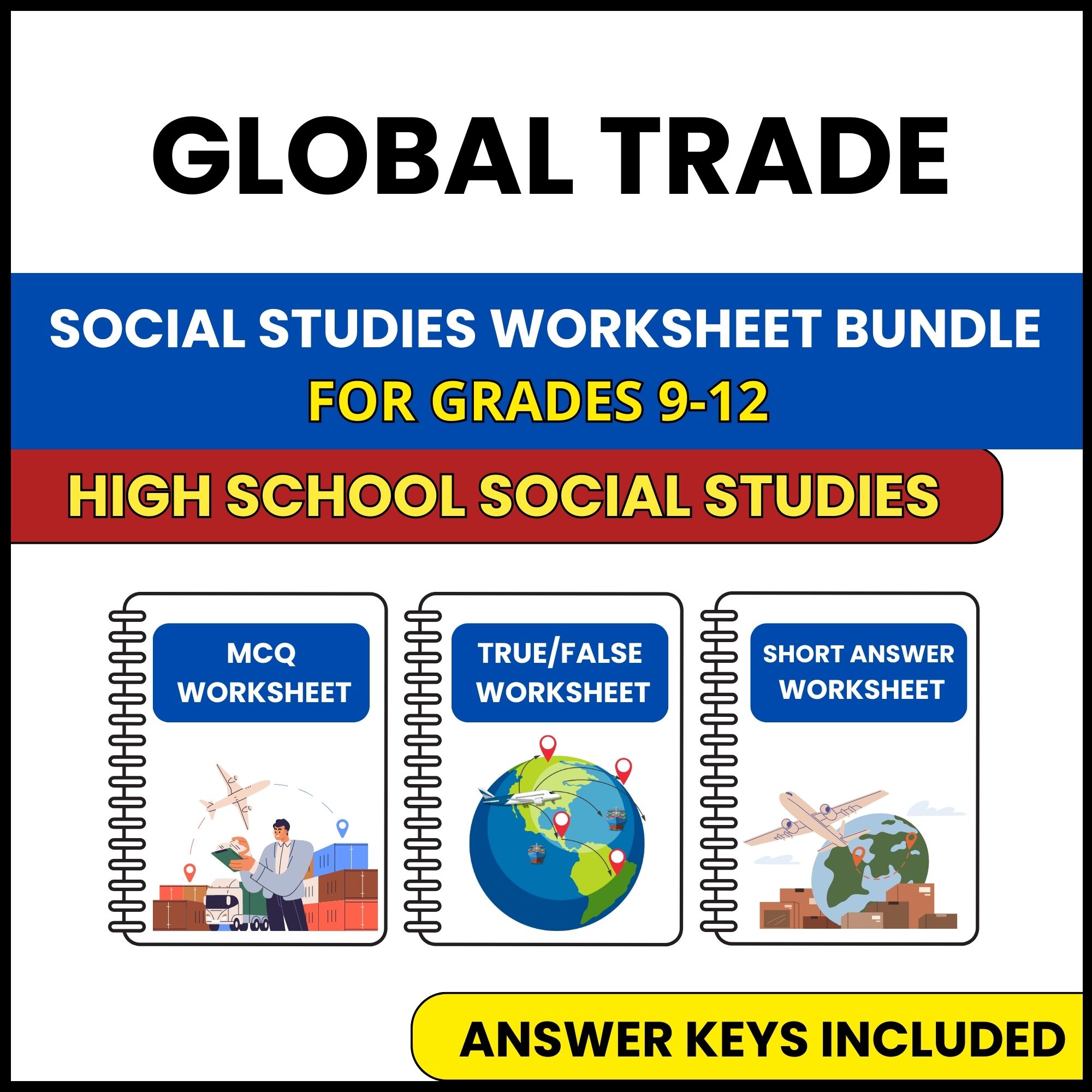 HS Social Studies | Global Trade | 3 Worksheets | Grade 9-12
