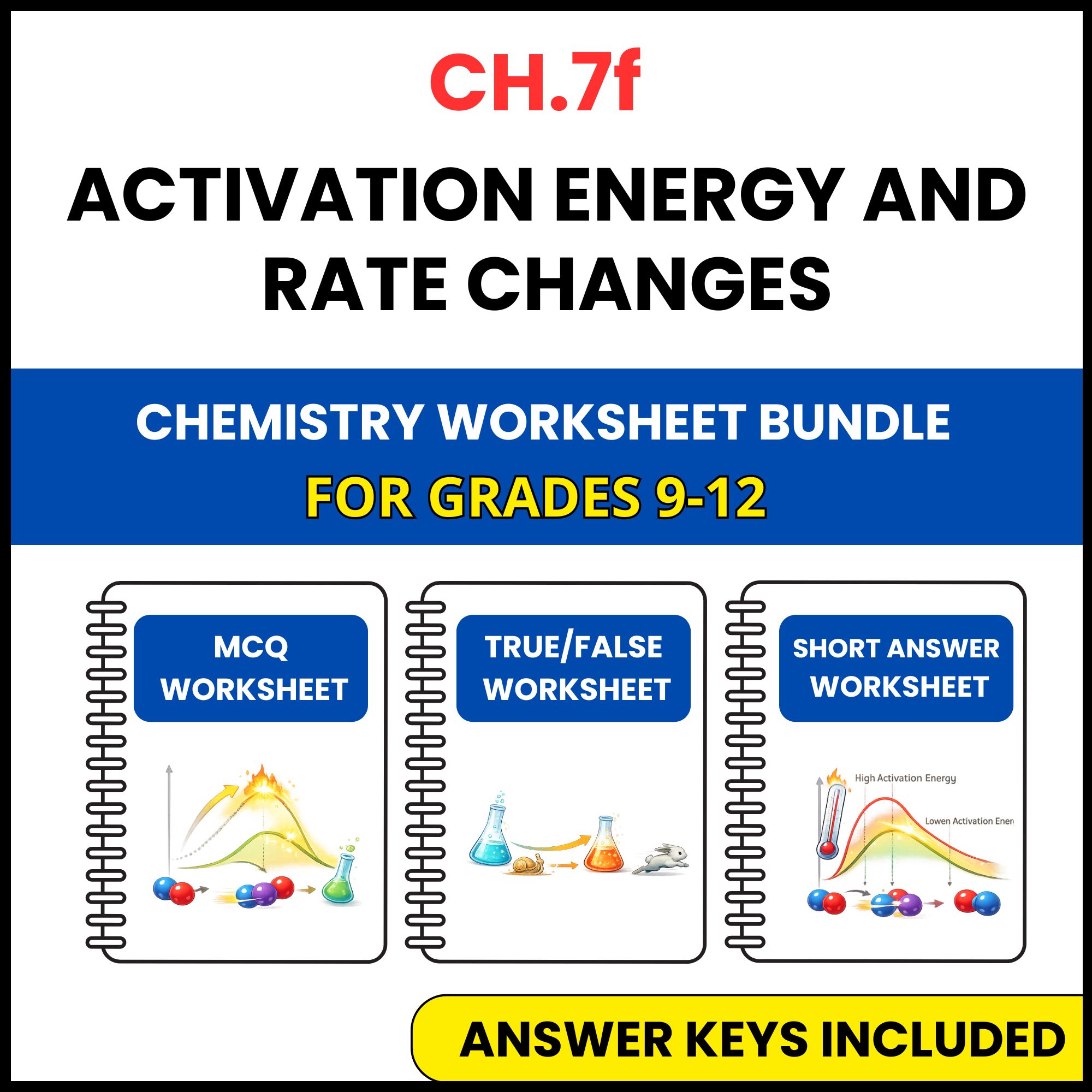 VA SOL Chemistry | Activation Energy and Rate | 3 Worksheets | Grade 9-12