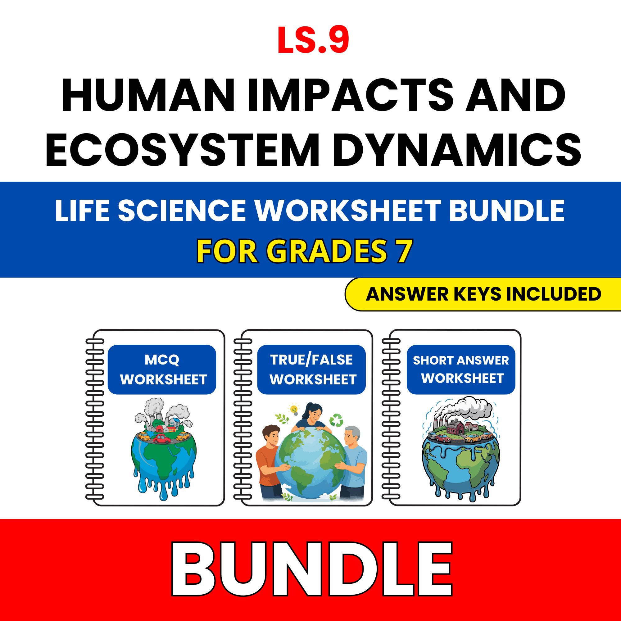 VA SOL Life Science | Human Impacts | 45 Worksheets BUNDLE | Grade 7