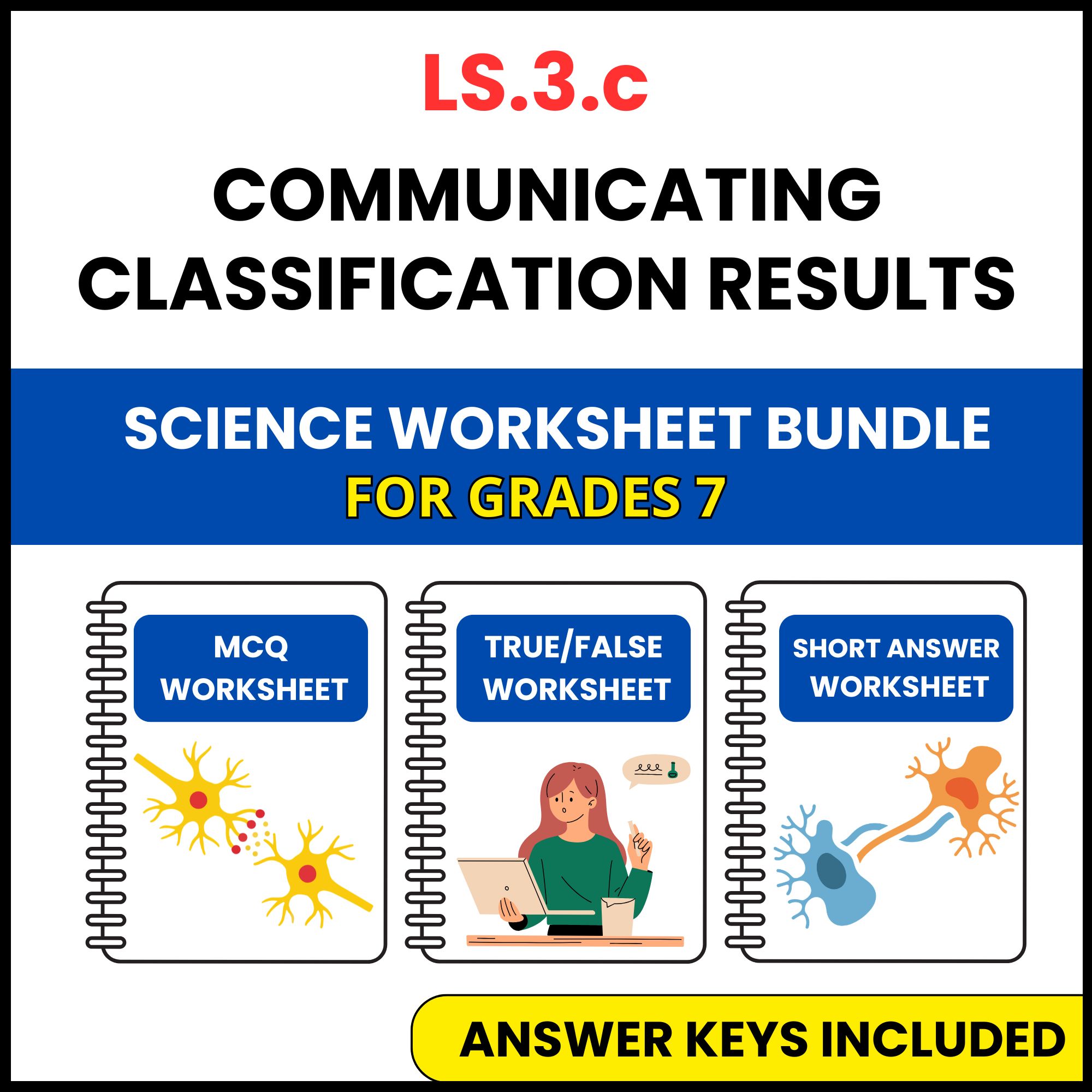 VA SOL Life Science | Communicating Classification | 3 Worksheets | Grade 7