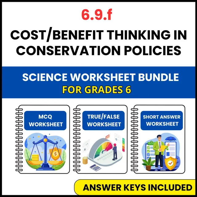 VA SOL Science | CostBenefit Thinking in Conservation | 3 Worksheets | Grade 6