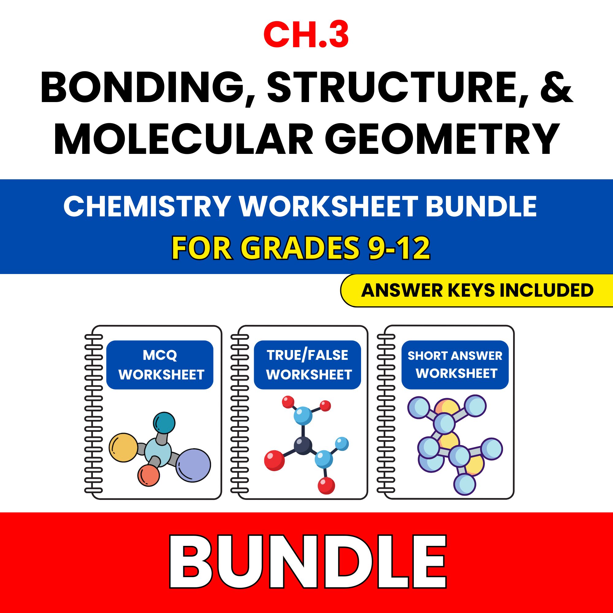 VA SOL Chemistry | Bonding, Structure | 45 Worksheets BUNDLE | Grade 9-12