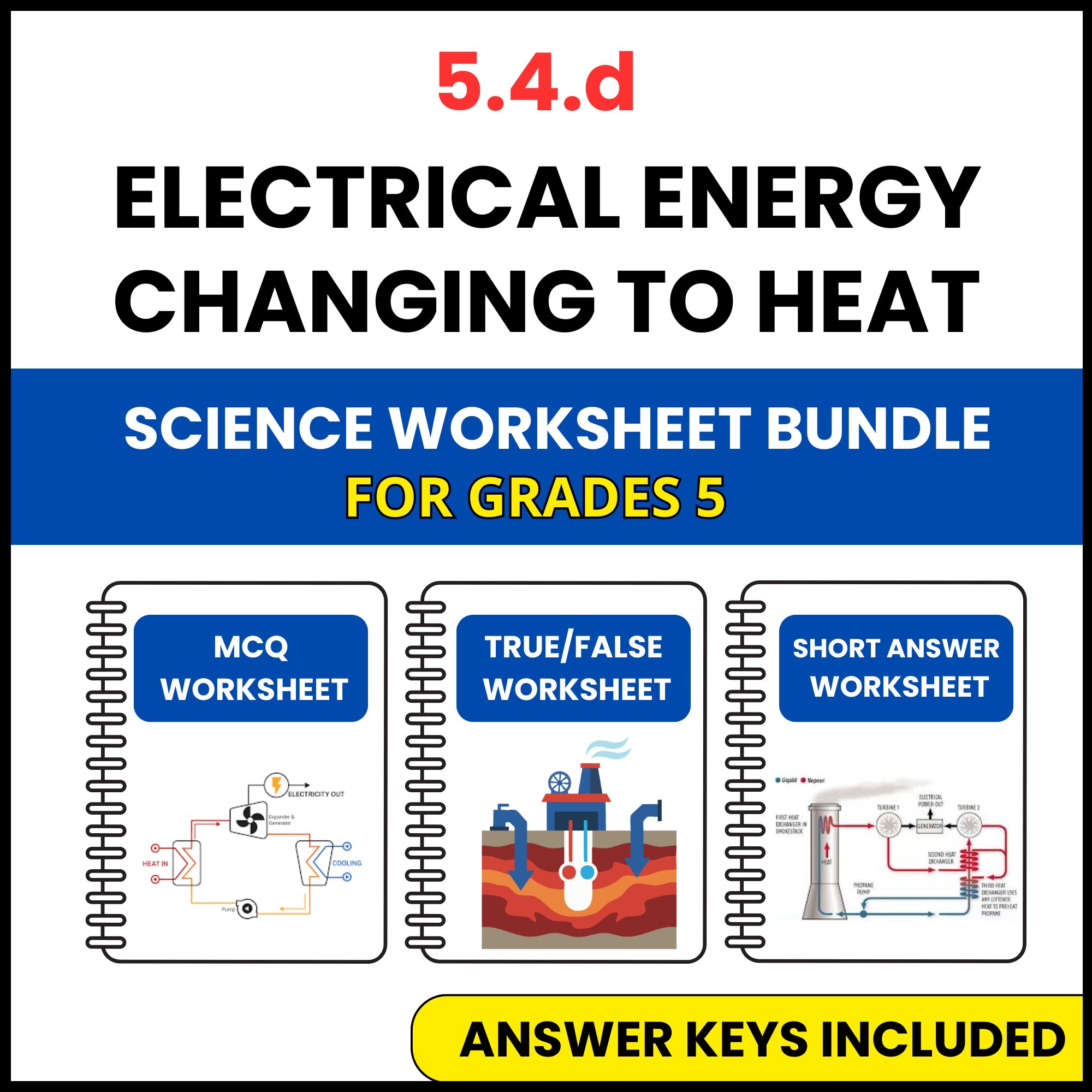 VA SOL Science | Electrical Energy Changing to Heat | 3 Worksheets | Grade 5