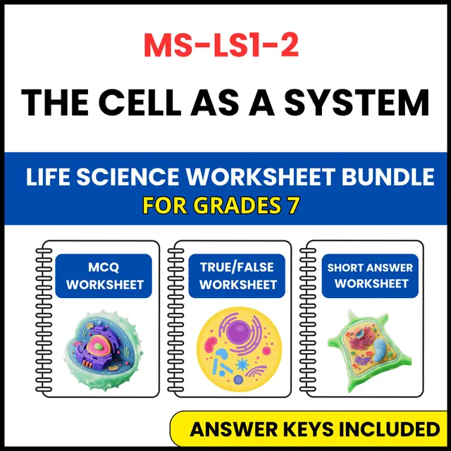 MS NGSS Life Science | The Cell as a System | 3 Worksheets | Grade 7