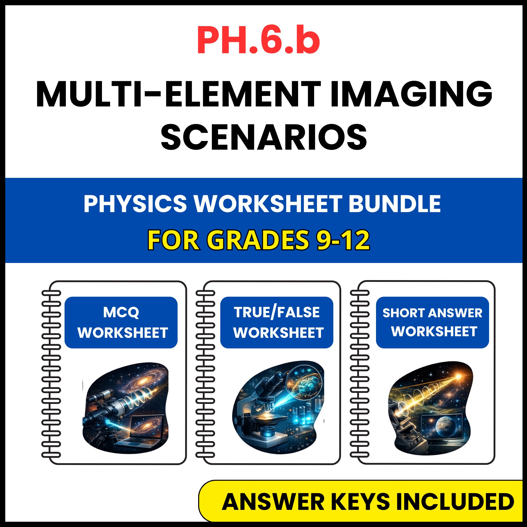 VA SOL Physics | Multi Element Imaging Scenarios | 3 Worksheets | Grade 9-12