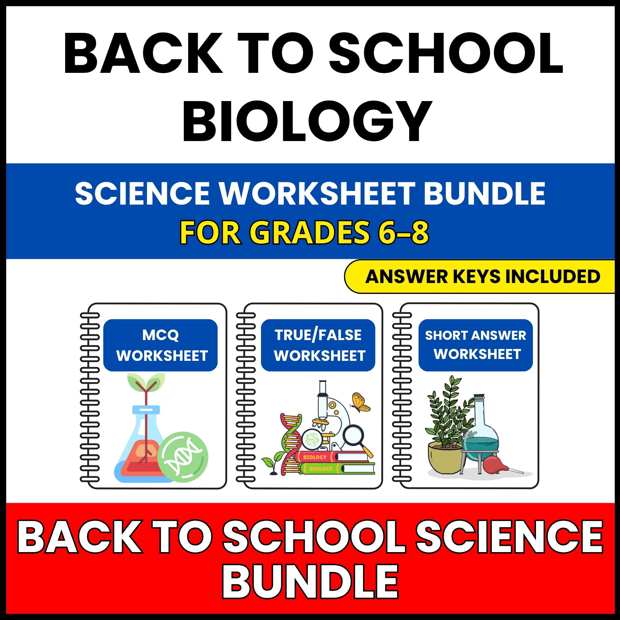 Back to School | Interactive Biology Labs | 30 Worksheets BUNDLE | Grade 6-8