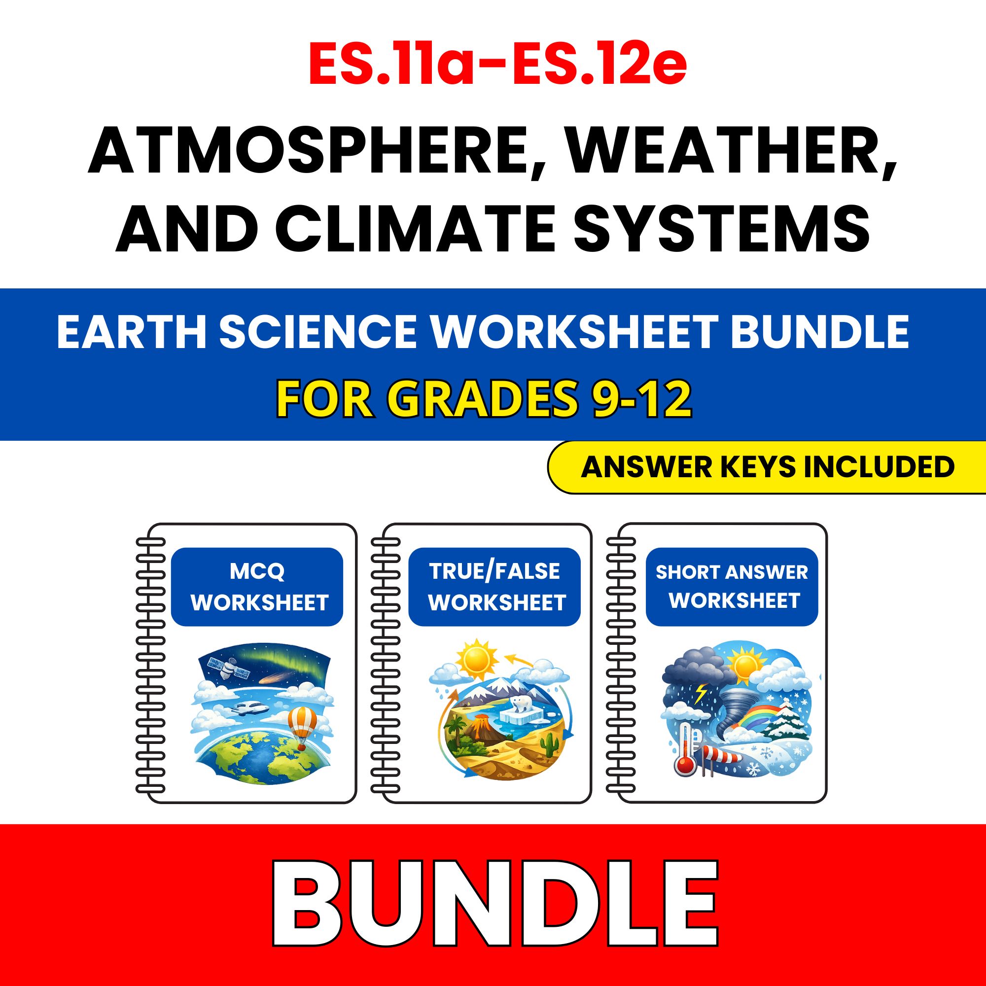 VA SOL Earth Science | Atmosphere, Weather | 45 Worksheets BUNDLE | Grade 9-12