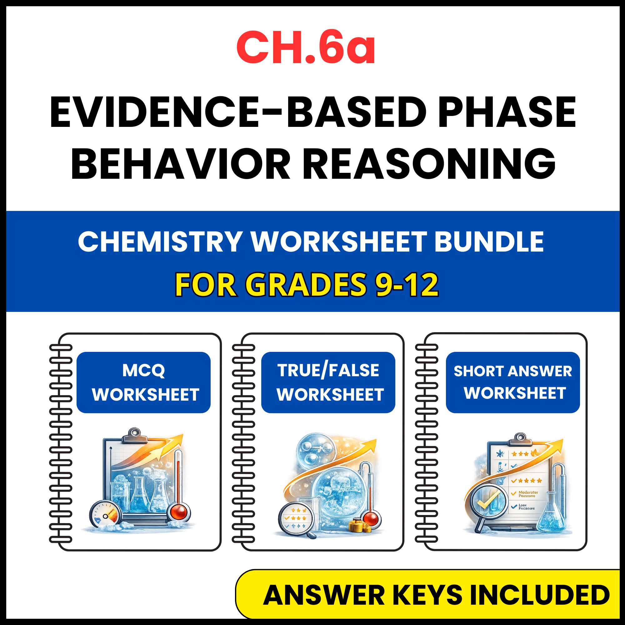 VA SOL Chemistry | Evidence Based Phase Behavior | 3 Worksheets | Grade 9-12