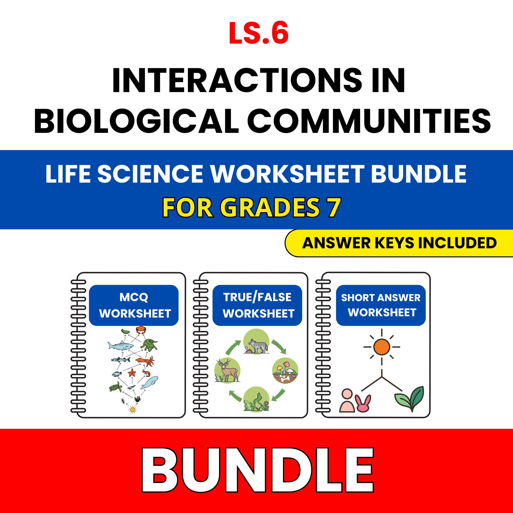 VA SOL Life Science | Interactions | 45 Worksheets BUNDLE | Grade 7