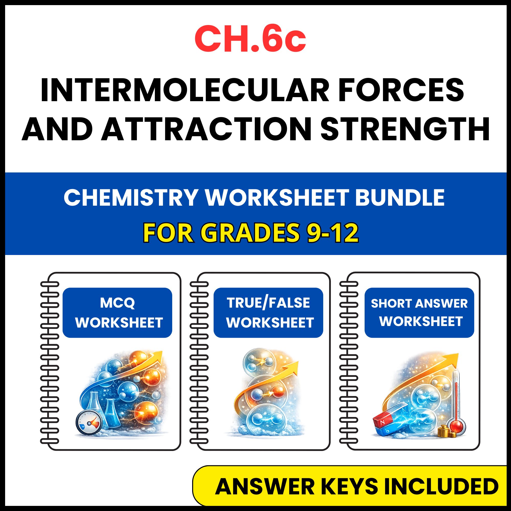 VA SOL Chemistry | Intermolecular Forces | 3 Worksheets | Grade 9-12