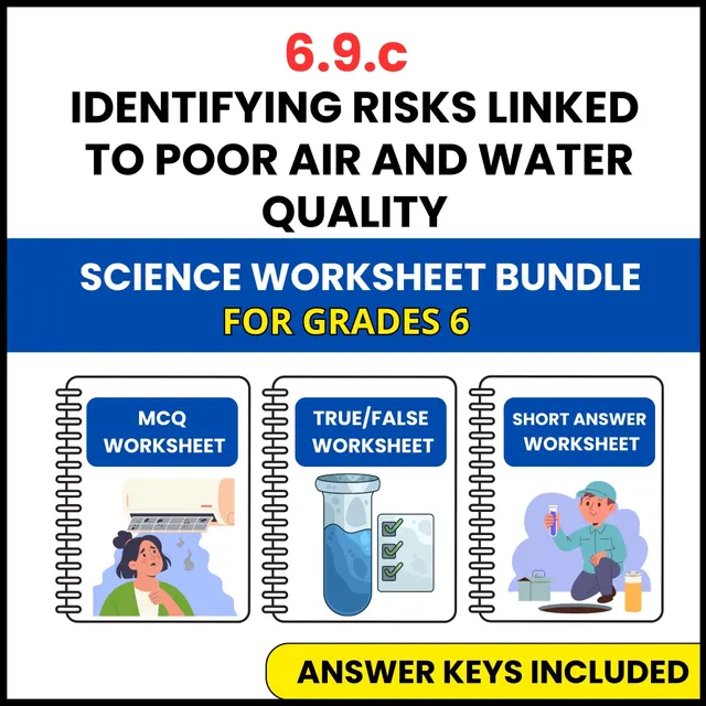 VA SOL Science | Risks Linked to Poor Air and Water | 3 Worksheets | Grade 6