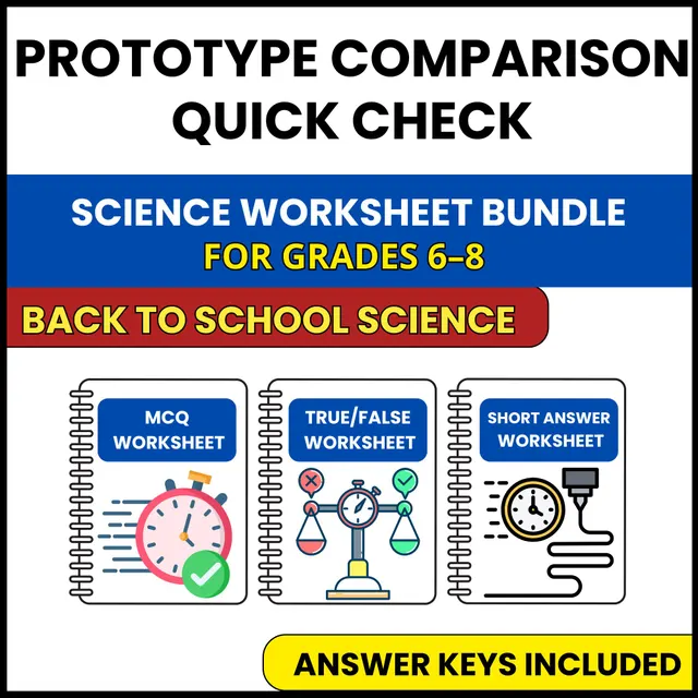 Back to School | Prototype Comparison Quick Check | 3 Worksheets | Grade 6-8 — preview page 1
