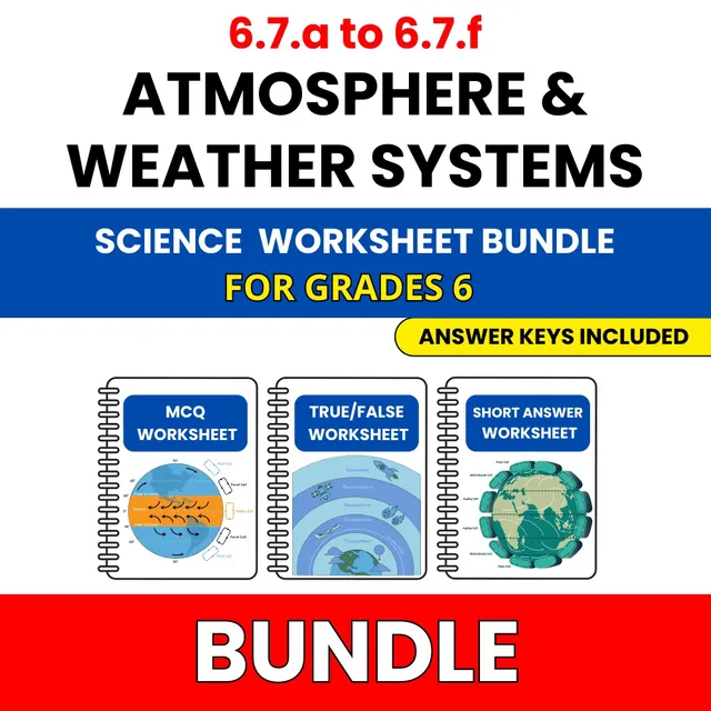 VA SOL Science | Atmosphere and Weather Systems | 45 Worksheets BUNDLE | Grade 6