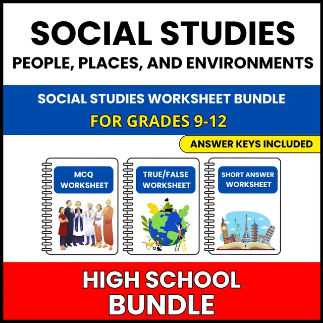 HS Social Studies | People, Places, | 60 Worksheets BUNDLE | Grade 9-12