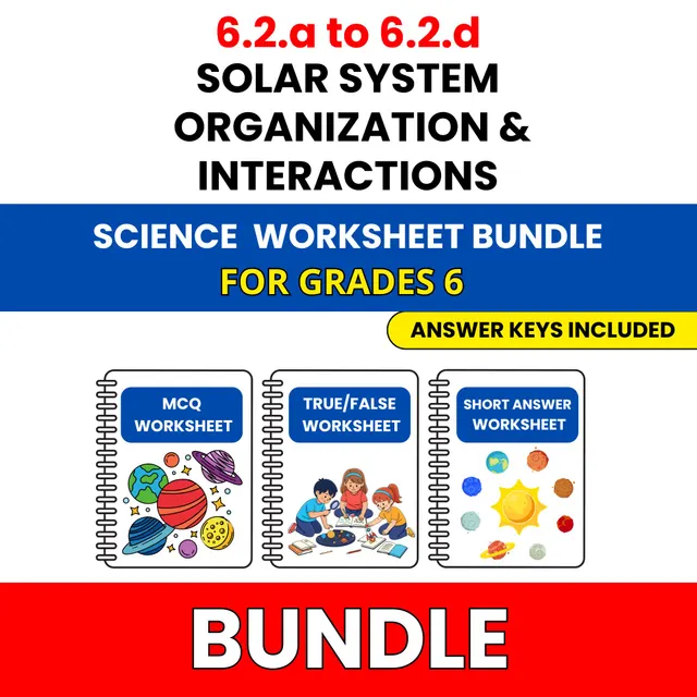 VA SOL Science | Solar System Organization | 45 Worksheets BUNDLE | Grade 6