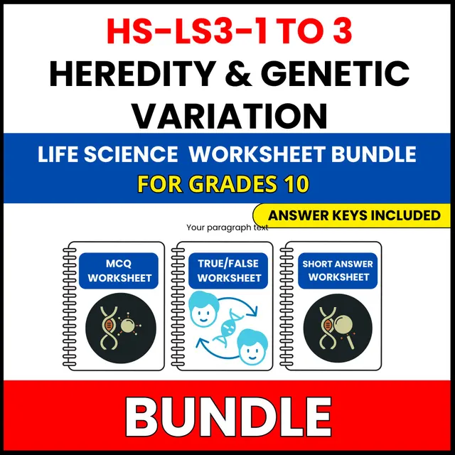 HS NGSS Life Science | Heredity and Genetic | 45 Worksheets BUNDLE | Grade 10
