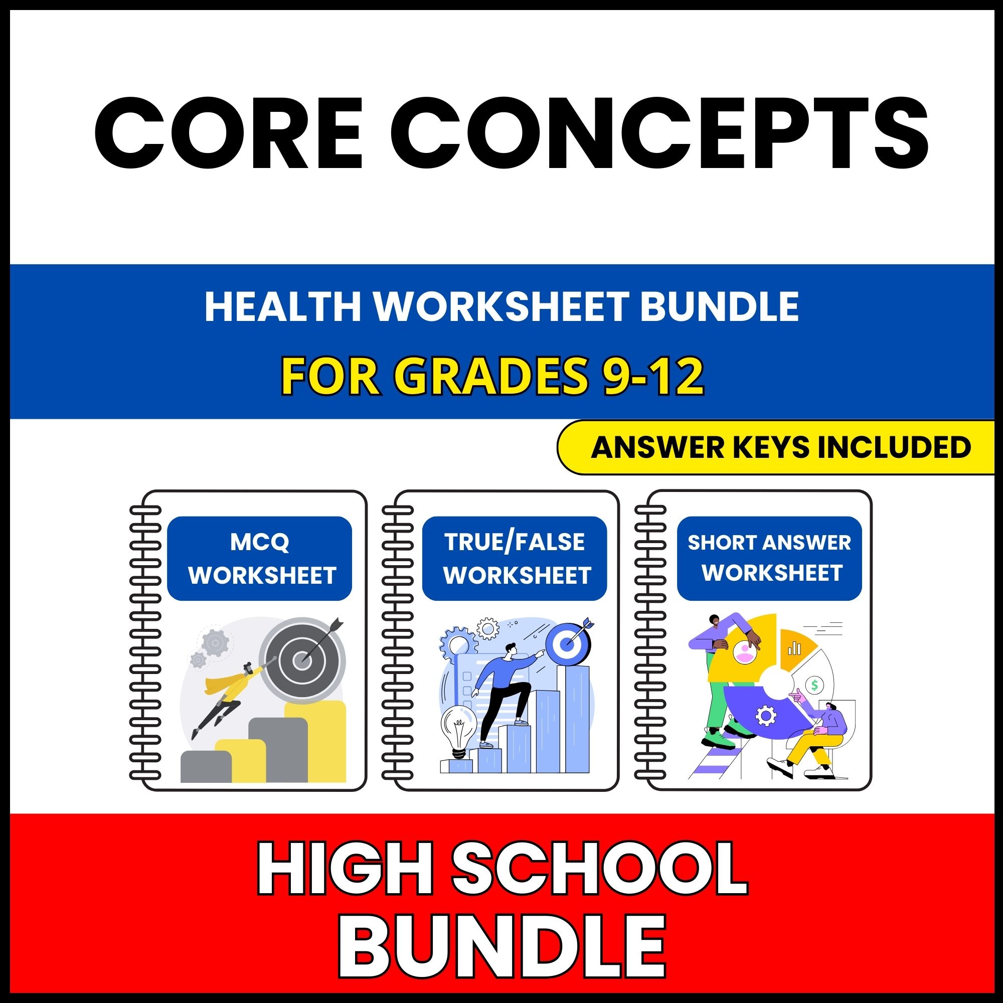 HS Health | Health Education Worksheets | 30 Worksheets BUNDLE | Grade 9-12