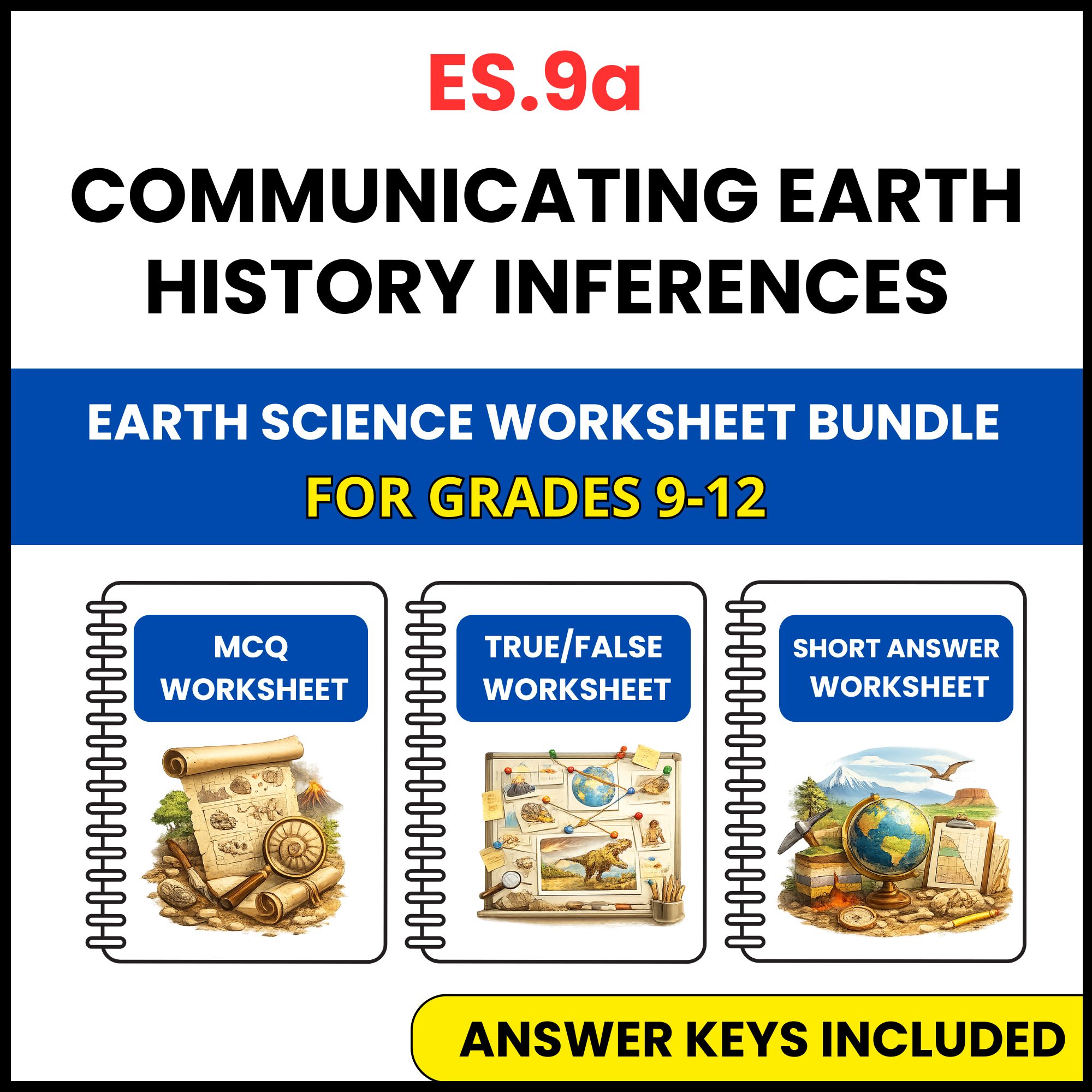 VA SOL Earth Science | Communicating Earth History | 3 Worksheets | Grade 9-12