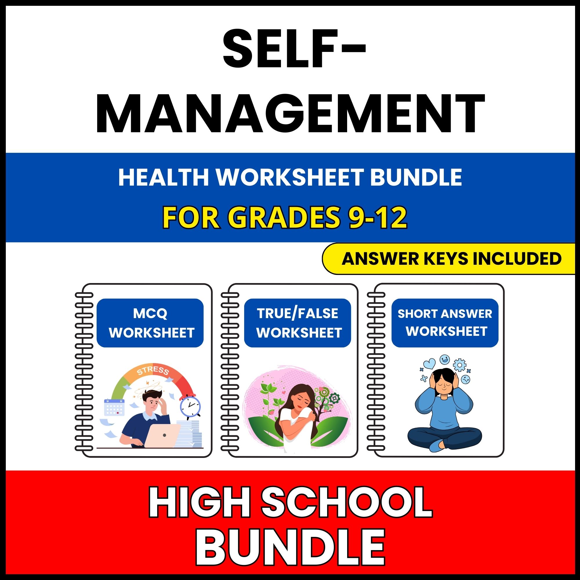 HS Health | Self-Management Skills Bundle | 30 Worksheets BUNDLE | Grade 9-12