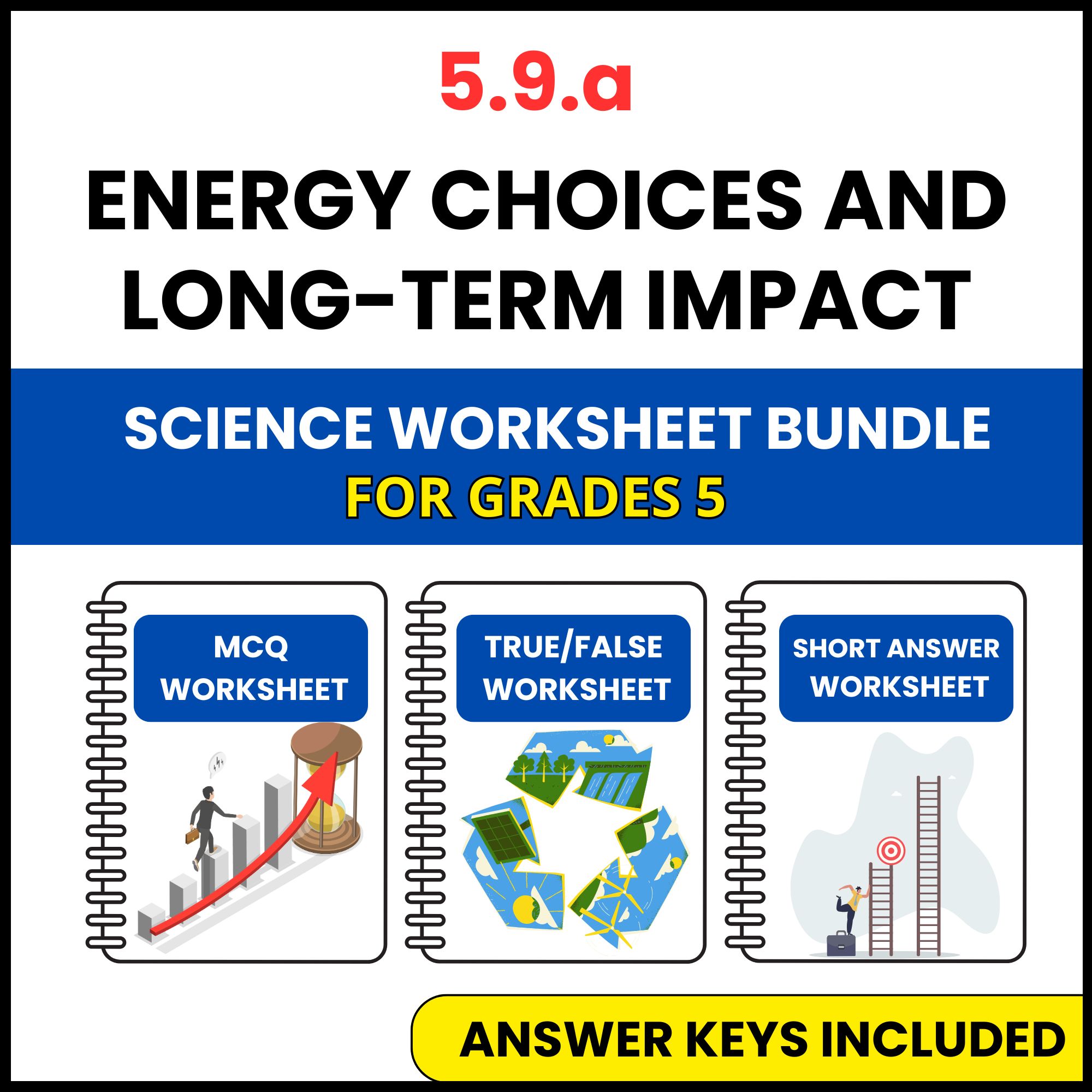 VA SOL Science | Energy Choices and Long Term Impact | 3 Worksheets | Grade 5