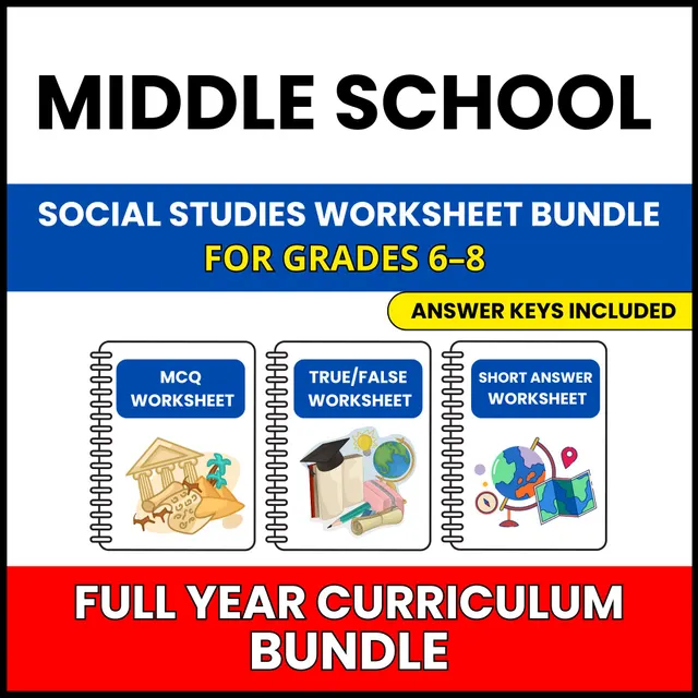 MS Social Studies | Full Year Curriculum | 591 Worksheets BUNDLE | Grade 6-8