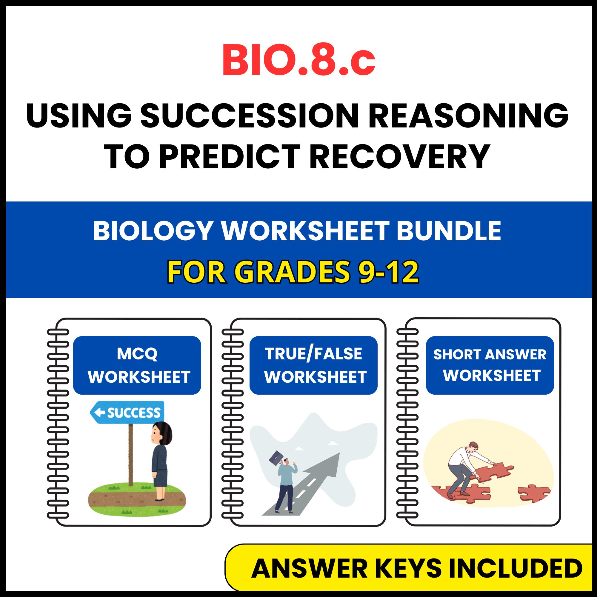 VA SOL Biology | succession reasoning to predict | 3 Worksheets | Grade 9-12