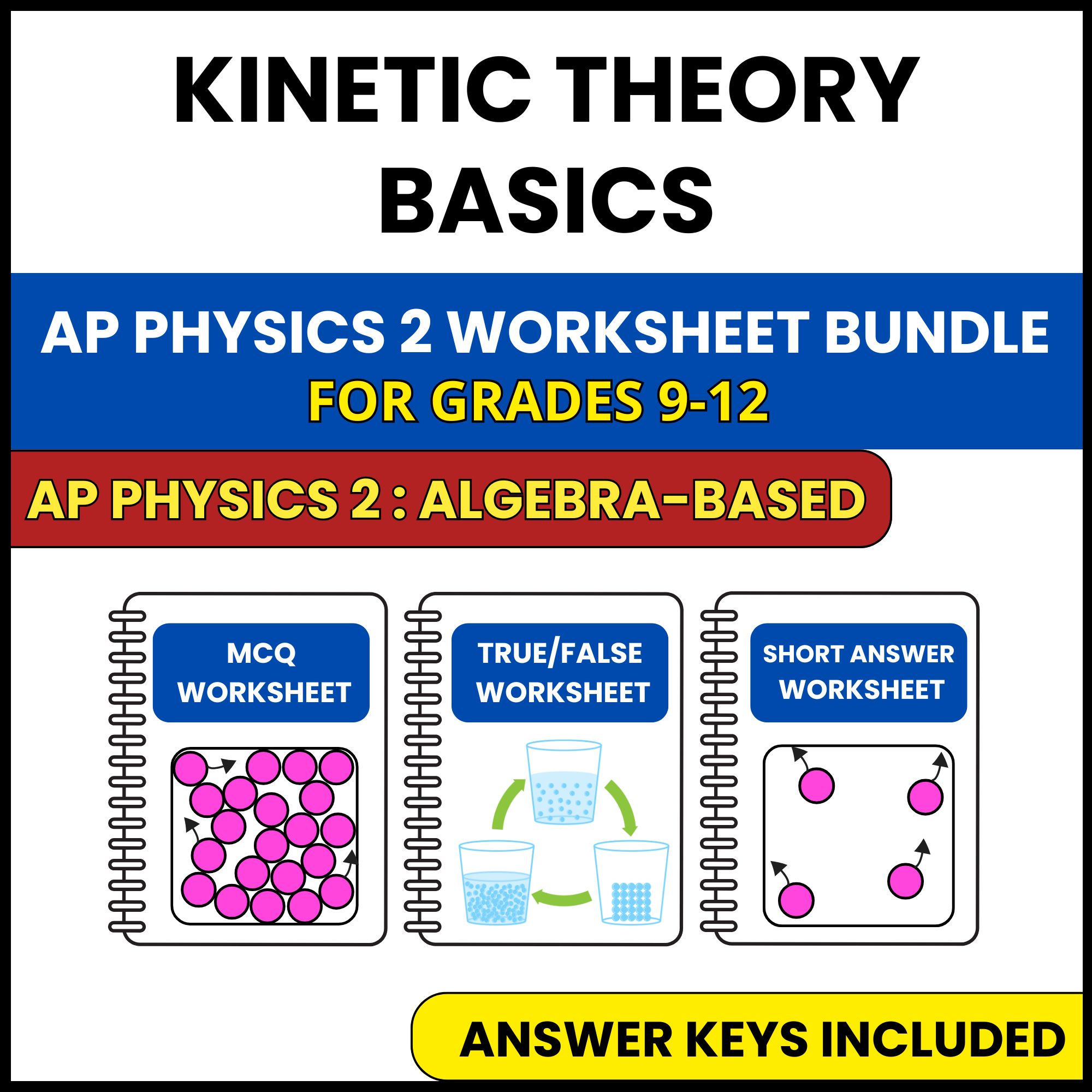 AP Physics 2 | Kinetic Theory Basics | 3 Worksheets | Grade 9-12