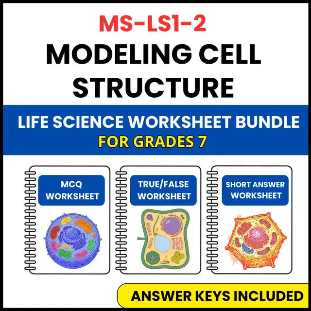 MS NGSS Life Science | Modeling Cell Structure | 3 Worksheets | Grade 7