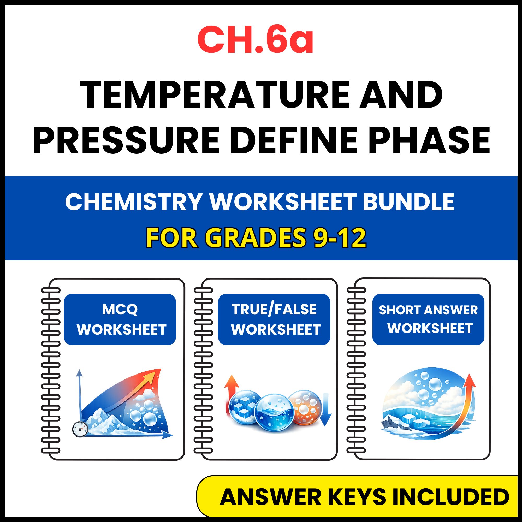 VA SOL Chemistry | Temperature and Pressure Define | 3 Worksheets | Grade 9-12