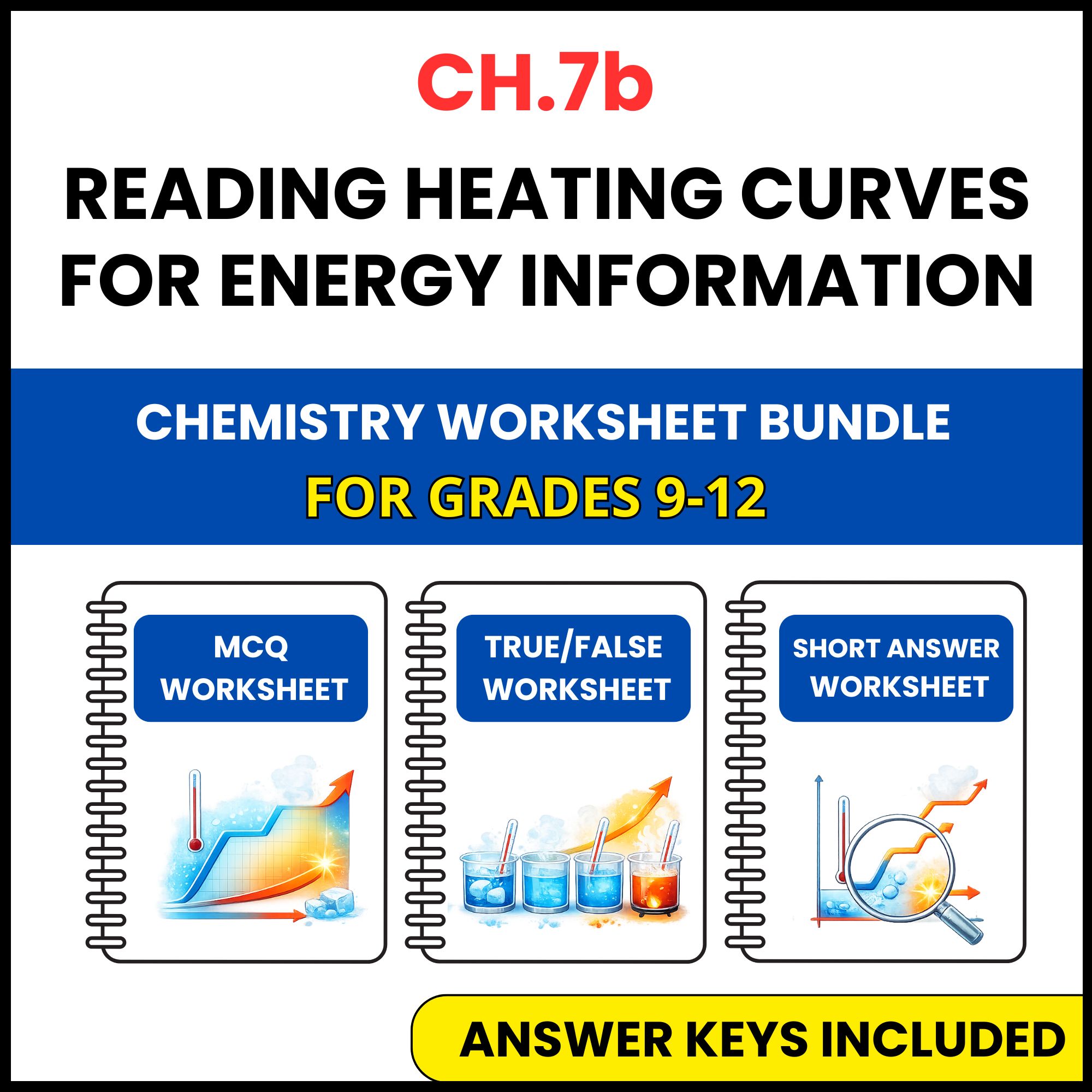 VA SOL Chemistry | Reading Heating Curves for Energy | 3 Worksheets | Grade 9-12