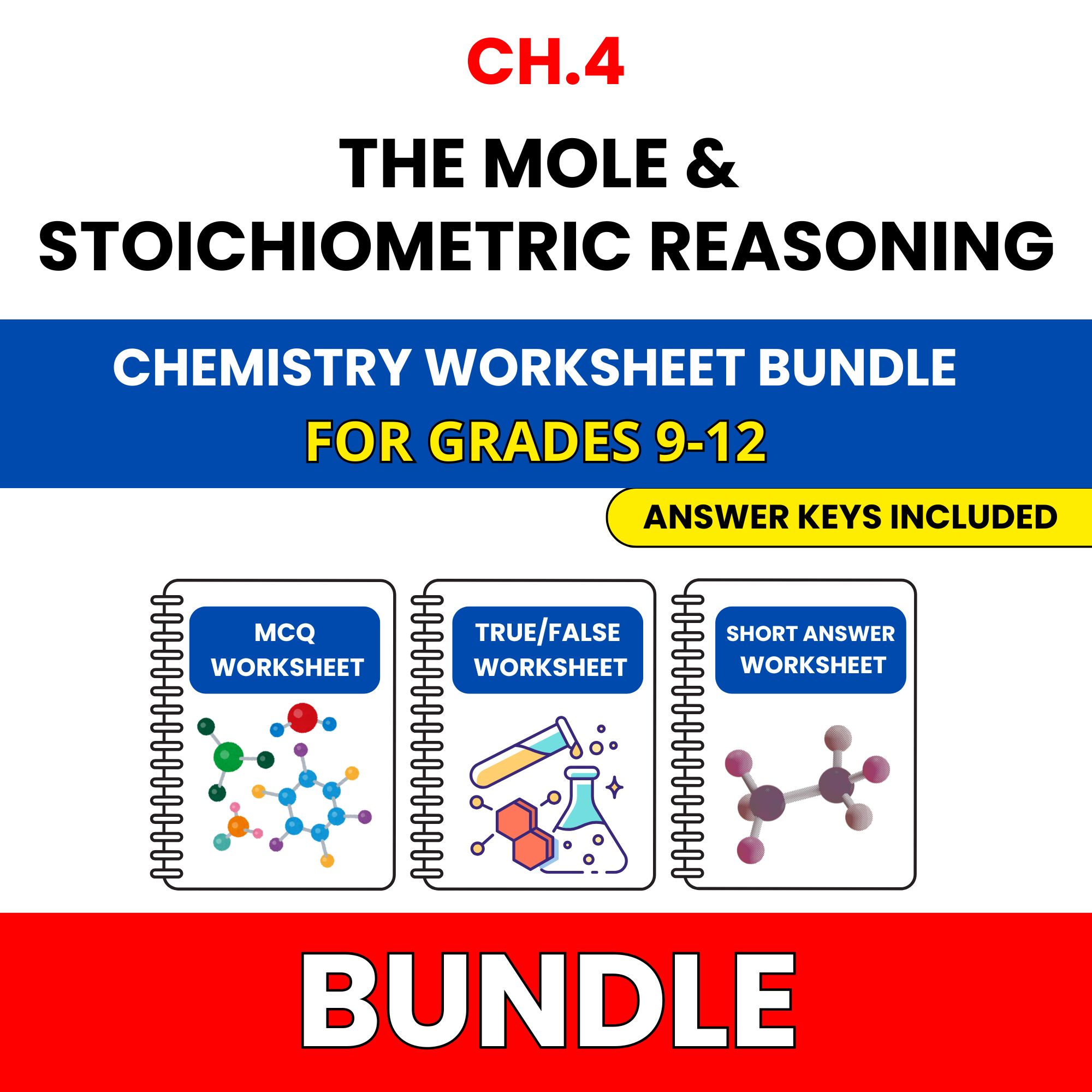 VA SOL Chemistry | The Mole | 45 Worksheets BUNDLE | Grade 9-12
