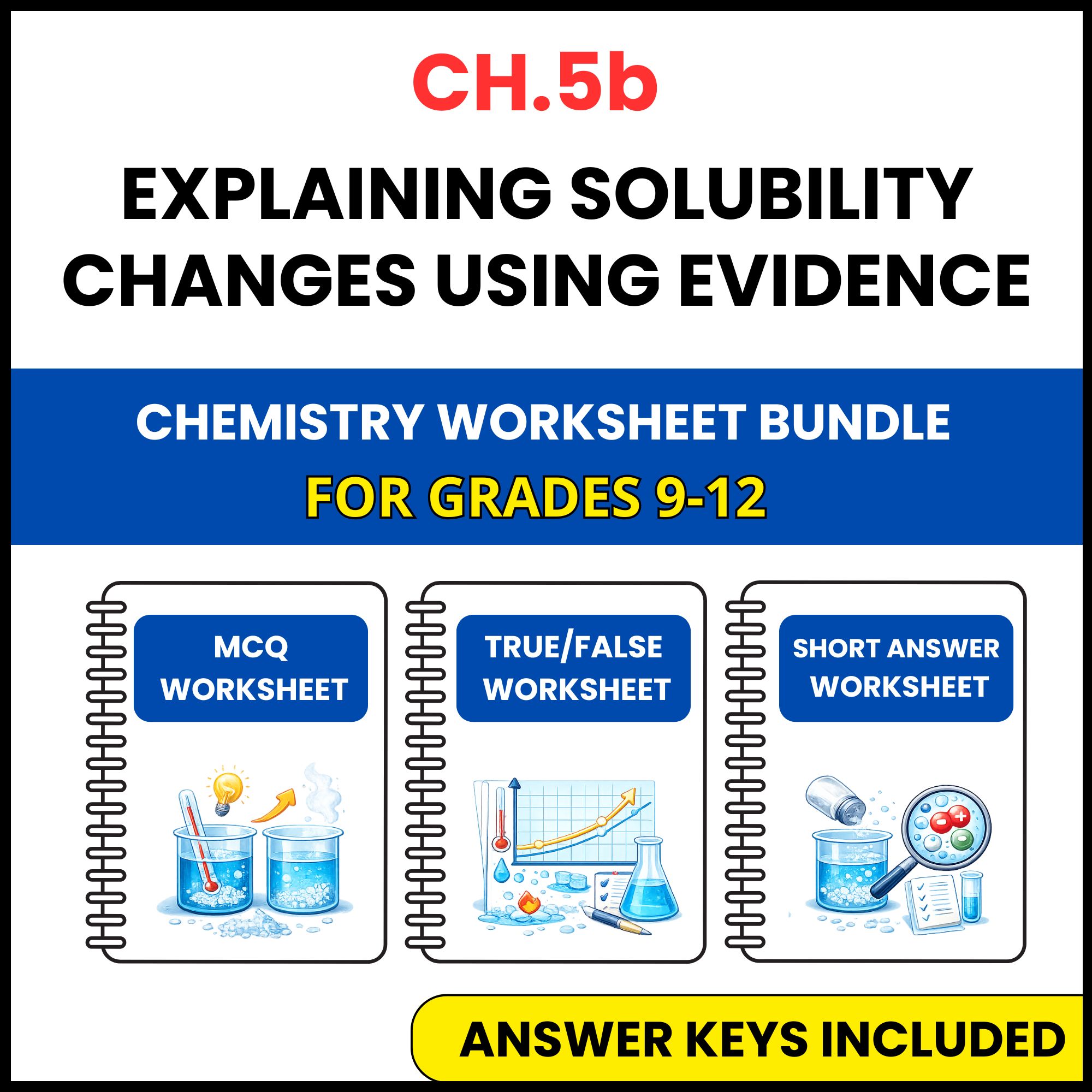VA SOL Chemistry | Solubility Changes Using Evidence | 3 Worksheets | Grade 9-12
