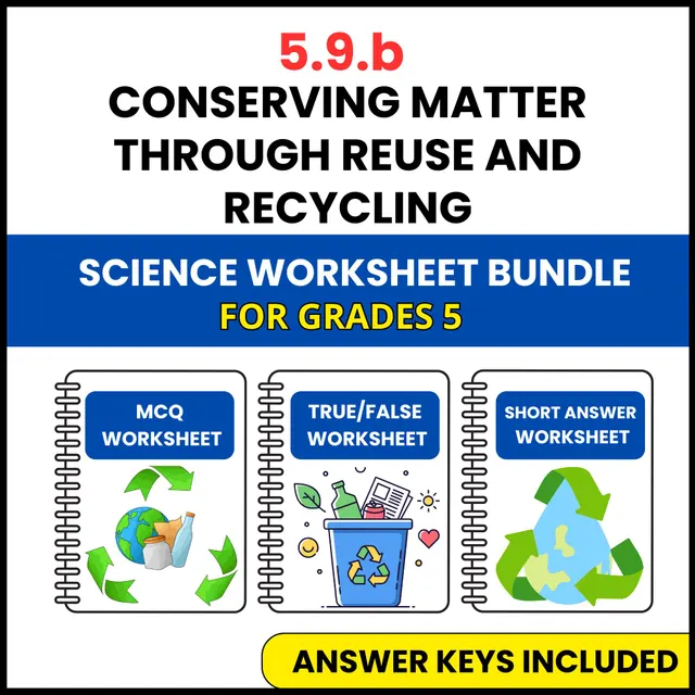 VA SOL Science | Conserving Matter Through Reuse | 3 Worksheets | Grade 5