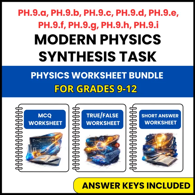 VA SOL Physics | Modern Physics Synthesis Task | 3 Worksheets | Grade 9-12