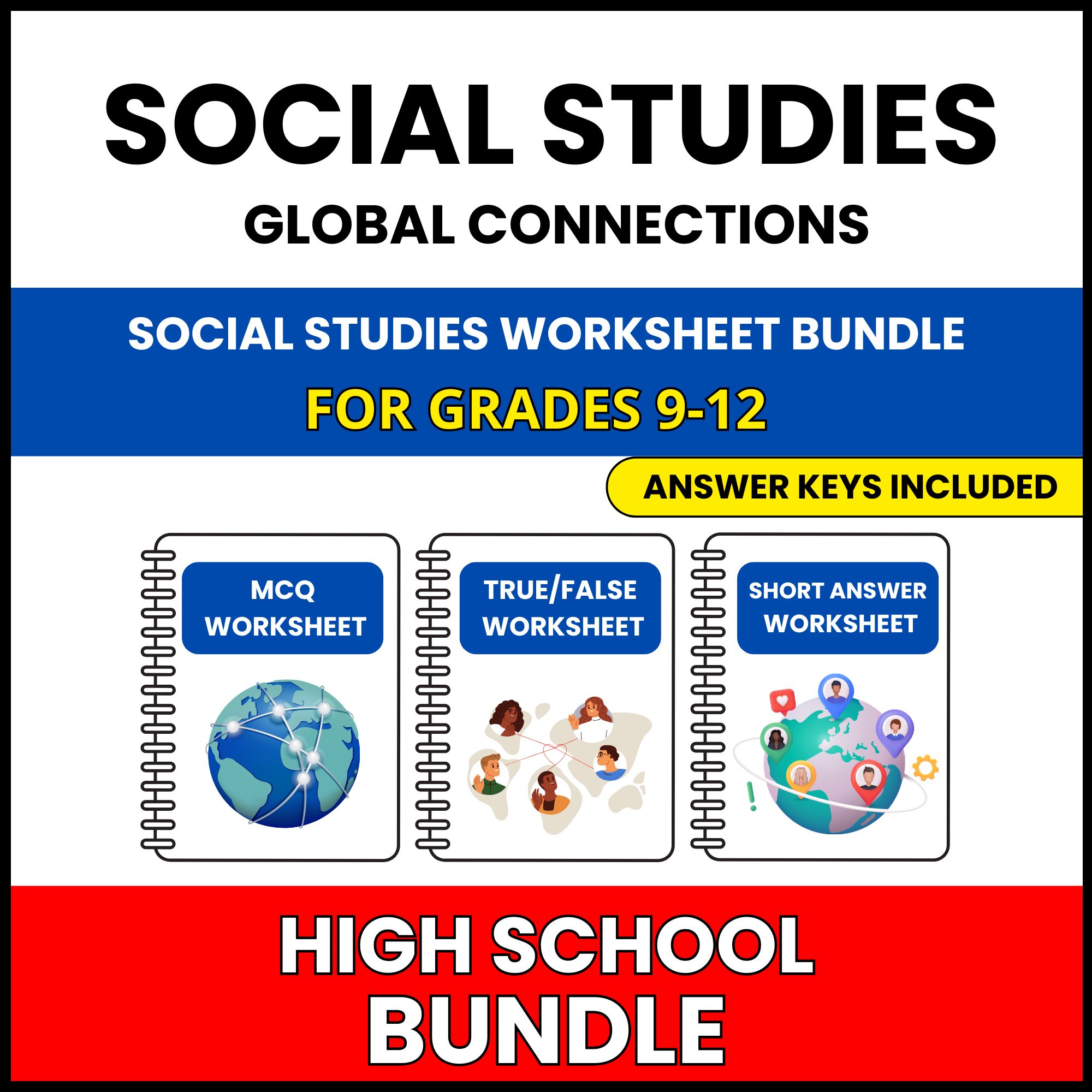 HS Social Studies | Global Connections | 60 Worksheets BUNDLE | Grade 9-12