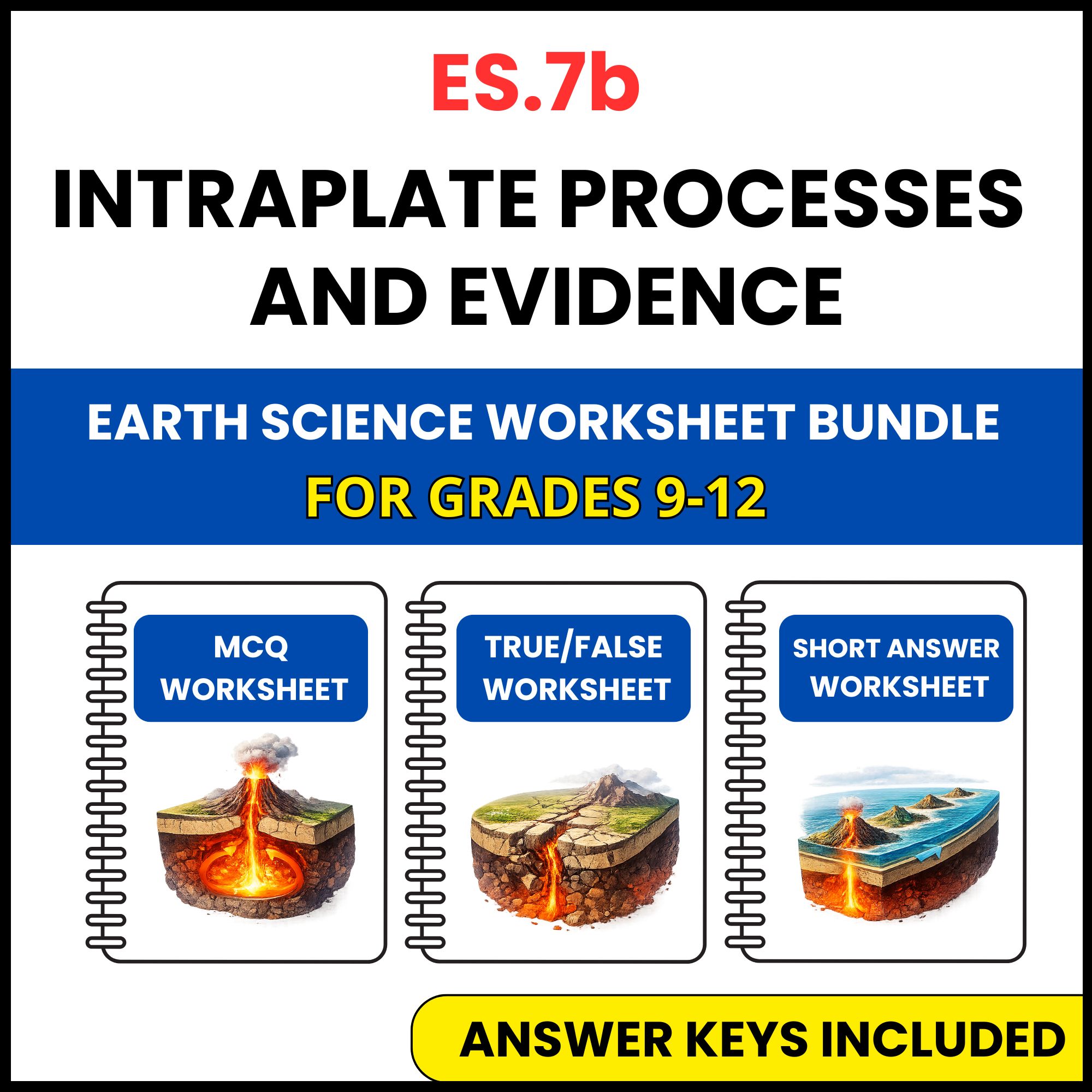 VA SOL Earth Science | Intraplate Processes | 3 Worksheets | Grade 9-12