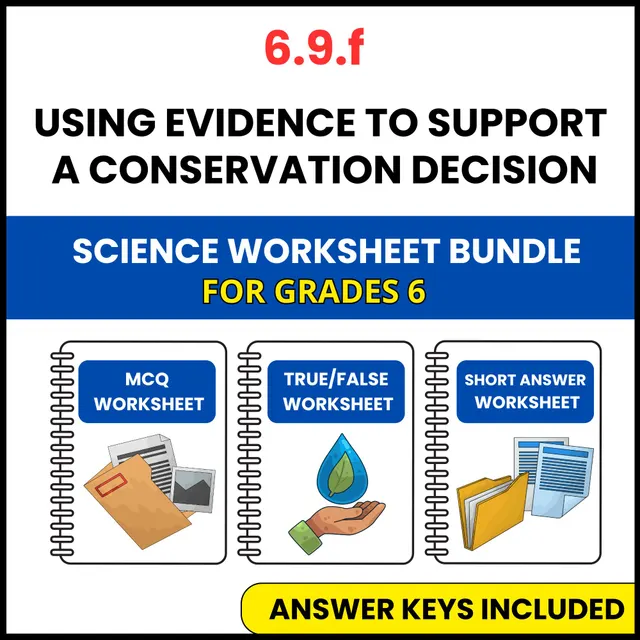VA SOL Science | Evidence to Support a Conservation | 3 Worksheets | Grade 6