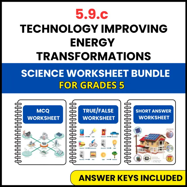 VA SOL Science | Technology Improving Energy | 3 Worksheets | Grade 5