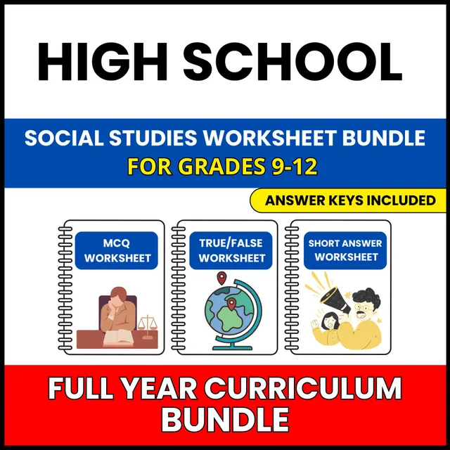 HS Social Studies | Full Year Curriculum | 600 Worksheets BUNDLE | Grade 9-12