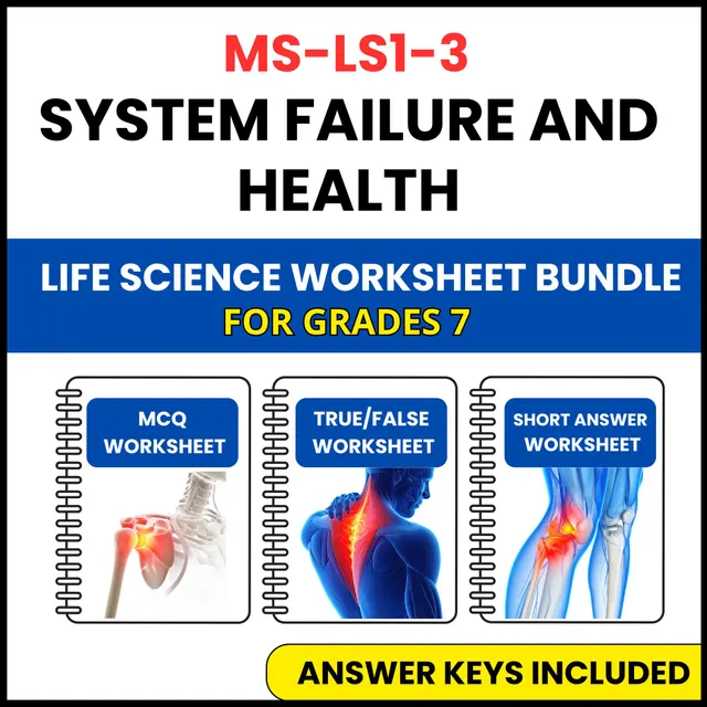 MS NGSS Life Science | System Failure and Health | 3 Worksheets | Grade 7