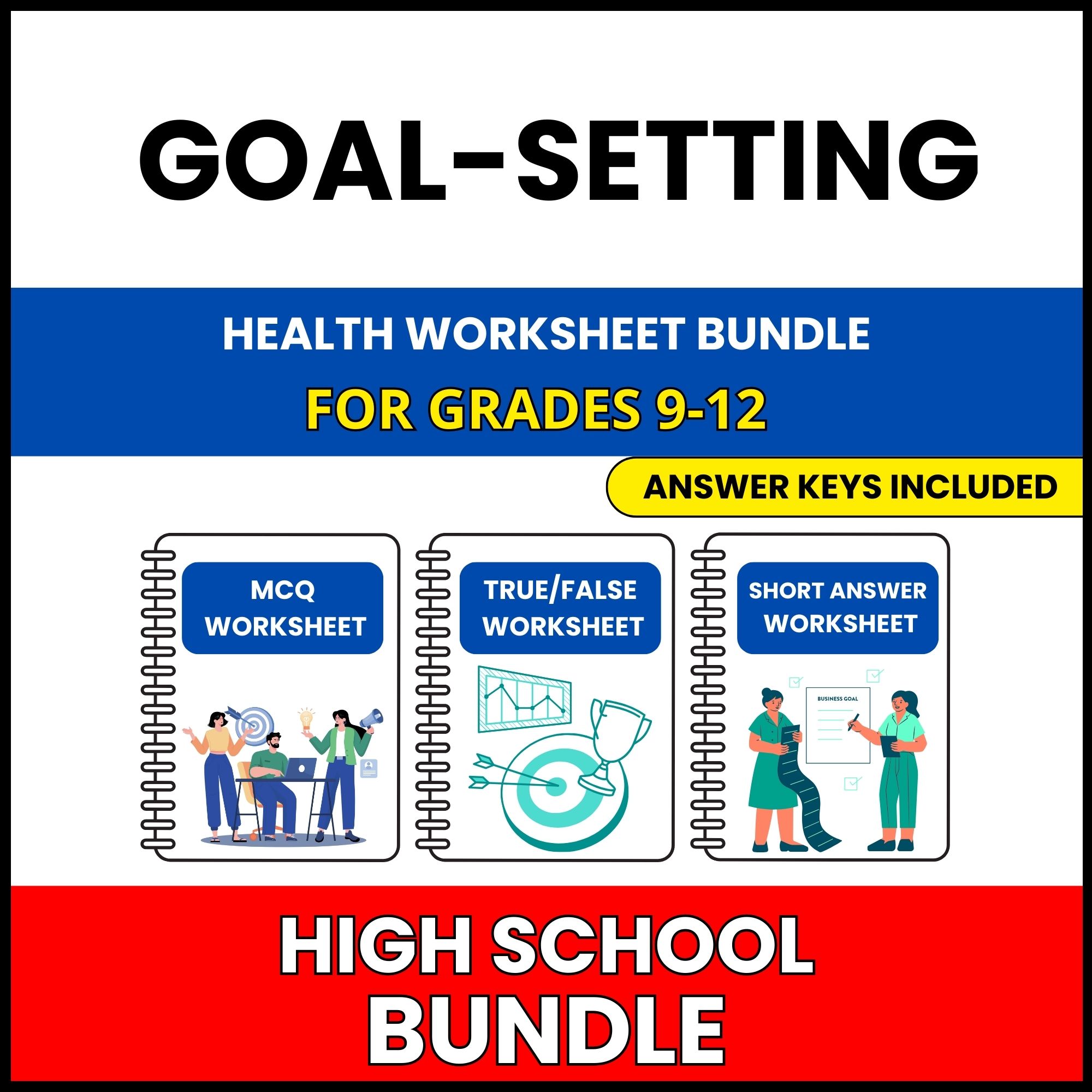 HS Health | Goal-Setting for Health | 30 Worksheets BUNDLE | Grade 9-12